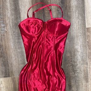 ❤️satin red corset dress ❤️ never worn